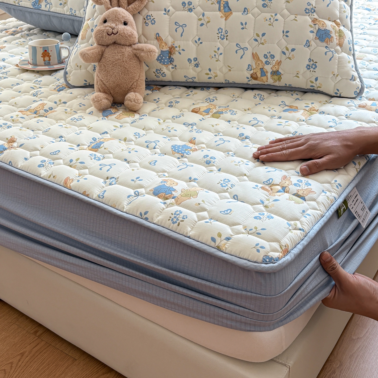 91家纺网 家纺一手货源 找家纺 （总）居眠 2026新款印花皱皱纱夹棉床笠