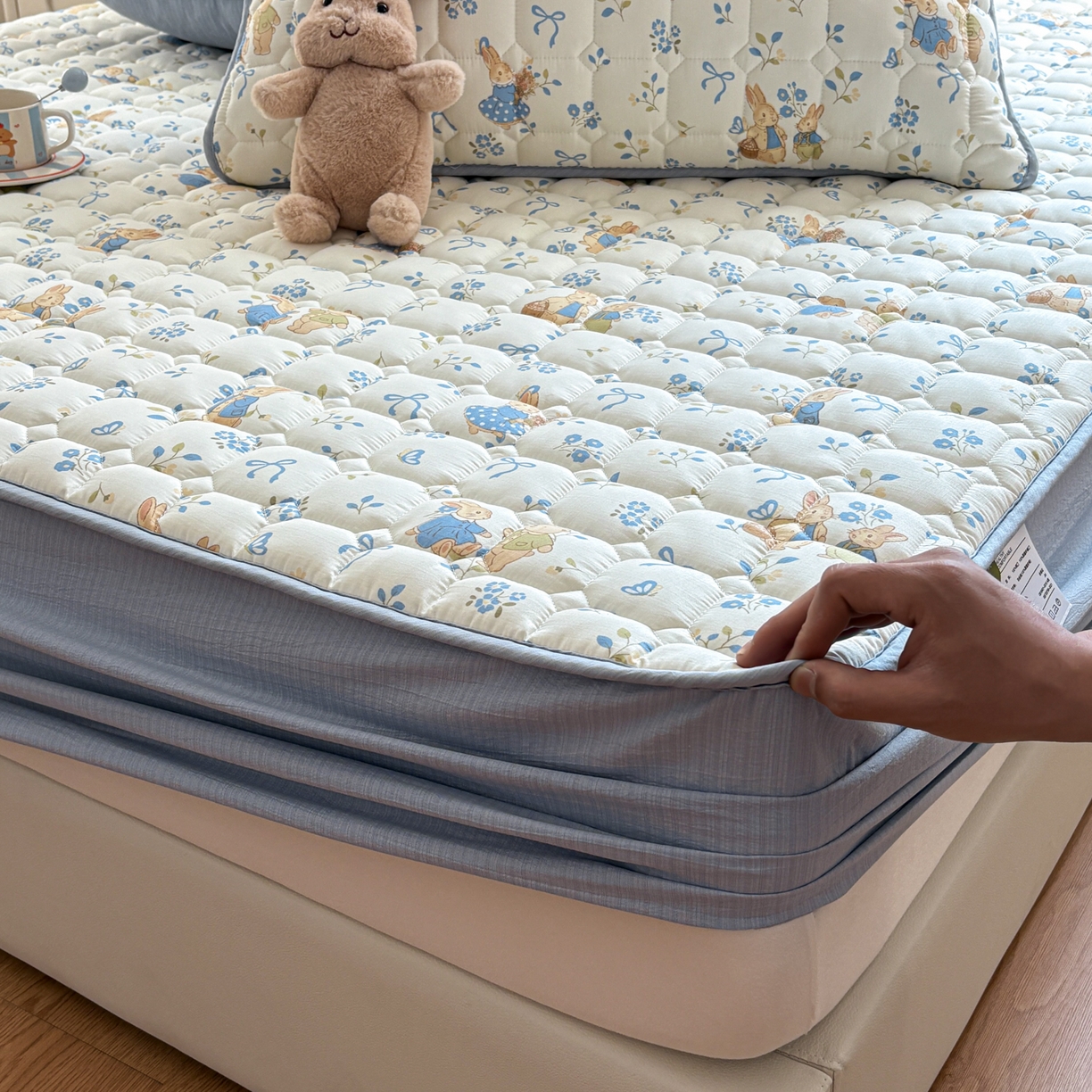 91家纺网 家纺一手货源 找家纺 （总）居眠 2026新款印花皱皱纱夹棉床笠