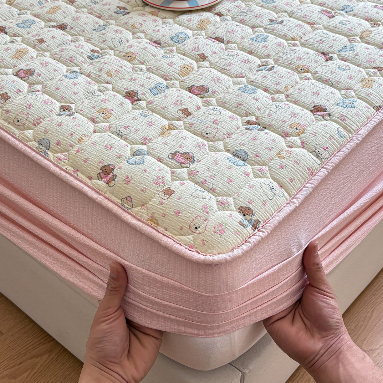 91家纺网 家纺一手货源 找家纺 （总）居眠 2026新款印花皱皱纱夹棉床笠