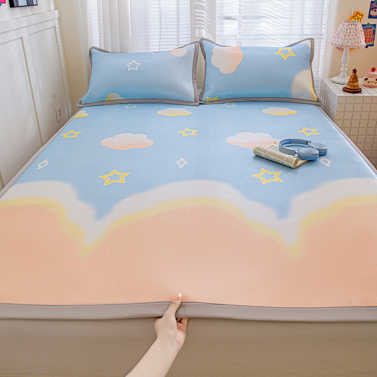 91家纺网 家纺一手货源 找家纺 （总）富馨莱 2026新款冰丝凉席平铺款支持一件定制定做