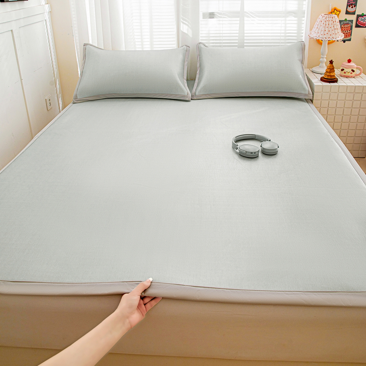 91家纺网 家纺一手货源 找家纺 （总）富馨莱 2026新款冰丝凉席平铺款支持一件定制定做