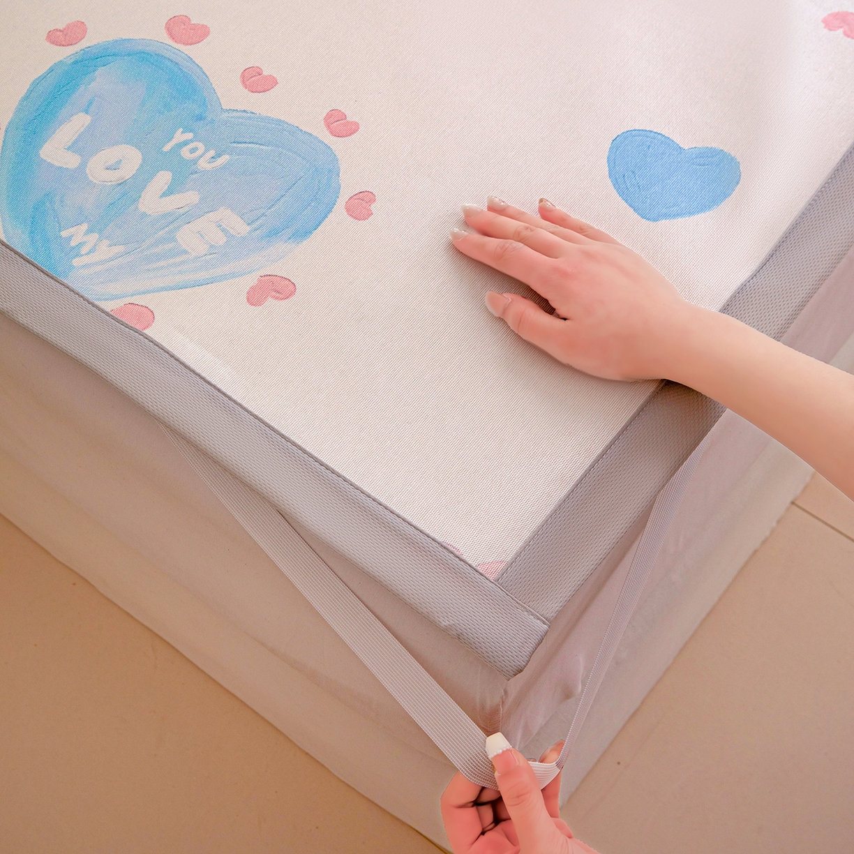 91家纺网 家纺一手货源 找家纺 富馨莱 2026新款冰丝凉席平铺款支持一件定制定做 LOVI心