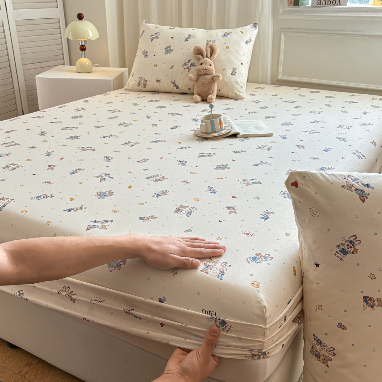 91家纺网 家纺一手货源 找家纺 居眠 2026新款全棉单层印花单床笠 疯狂小CP