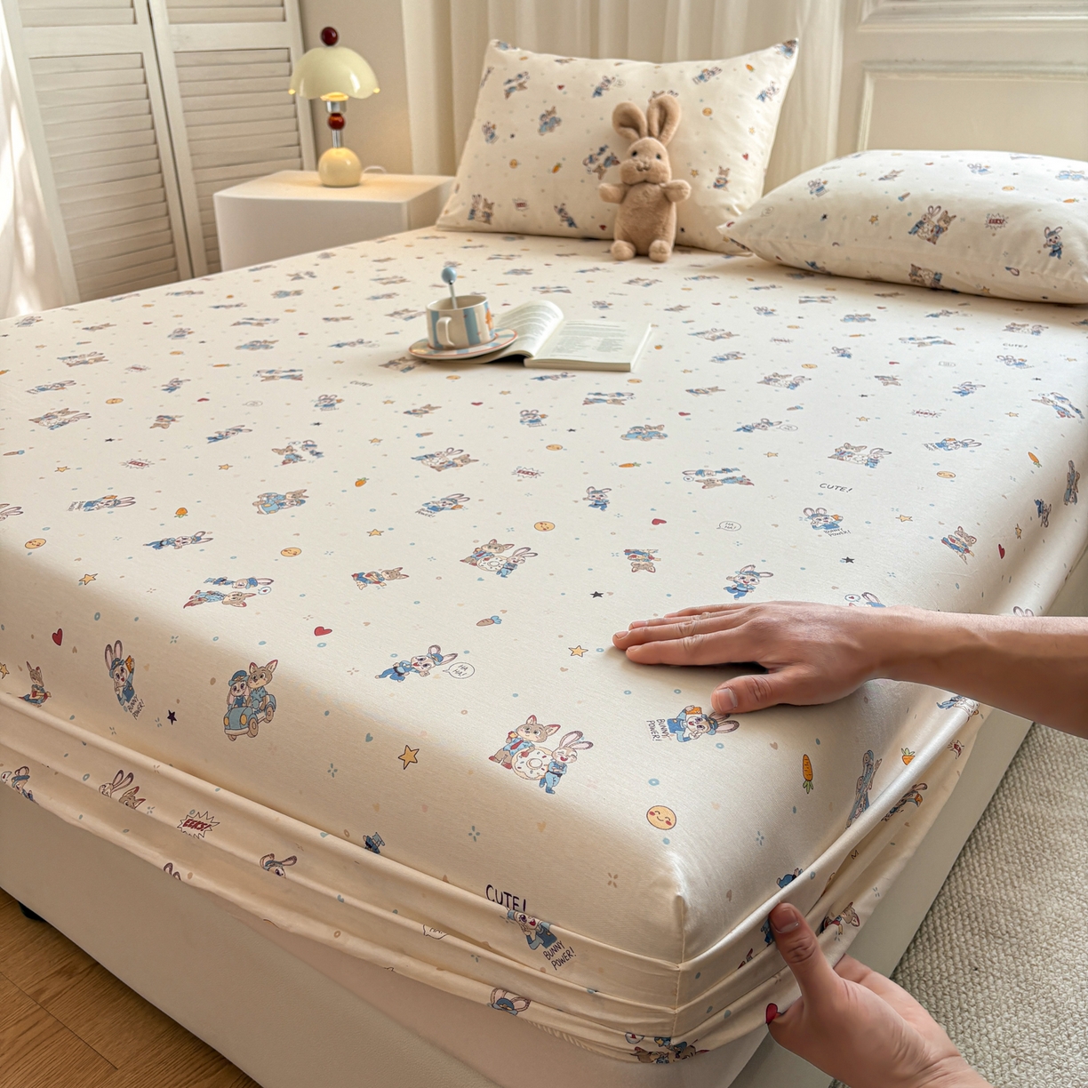 91家纺网 家纺一手货源 找家纺 居眠 2026新款全棉单层印花单床笠 疯狂小CP