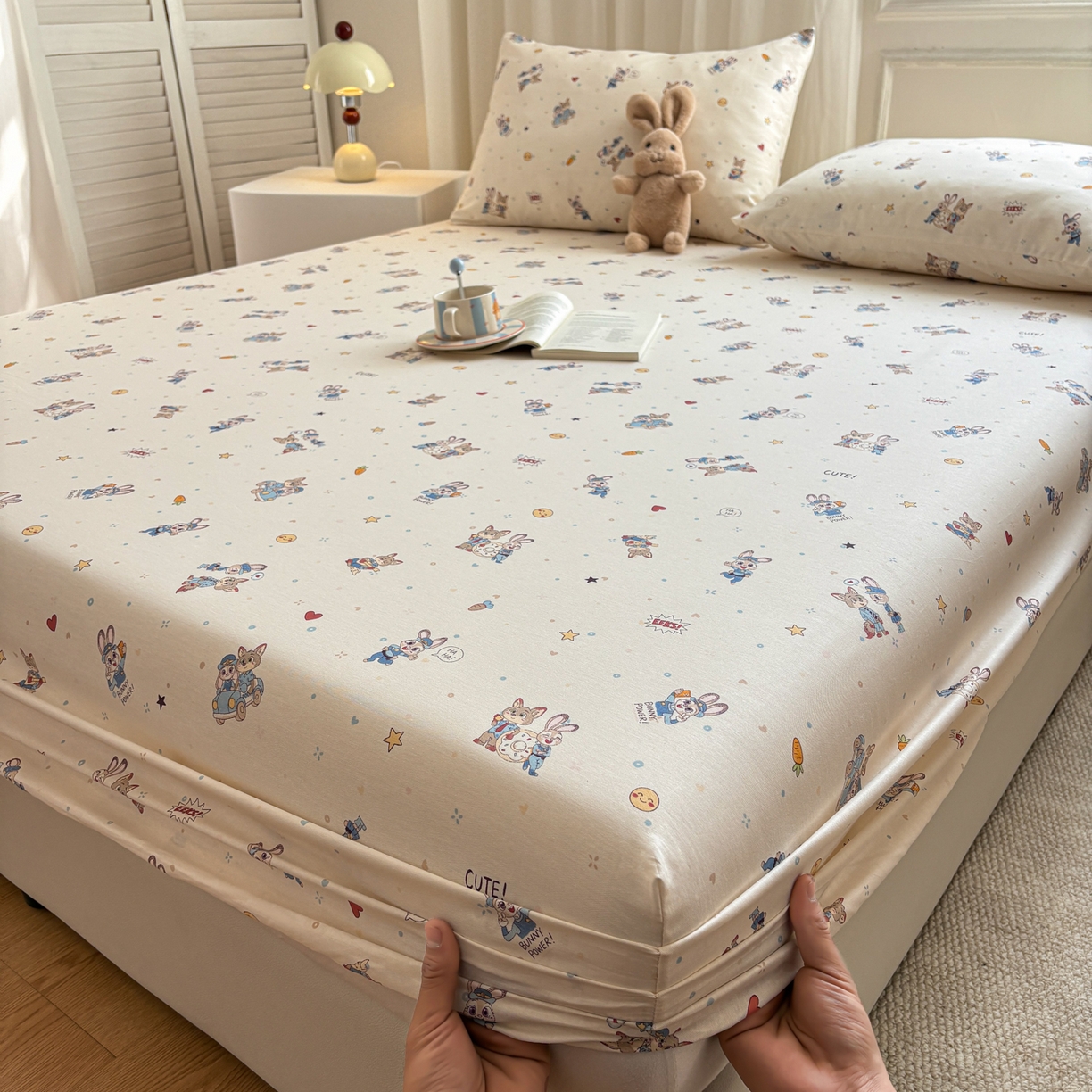 91家纺网 家纺一手货源 找家纺 居眠 2026新款全棉单层印花单床笠 疯狂小CP