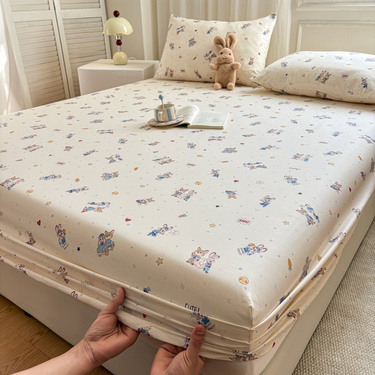 91家纺网 家纺一手货源 找家纺 居眠 2026新款全棉单层印花单床笠 疯狂小CP