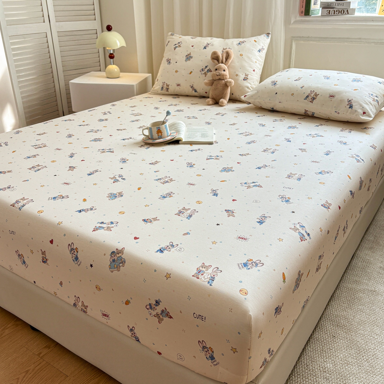 91家纺网 家纺一手货源 找家纺 居眠 2026新款全棉单层印花单床笠 疯狂小CP