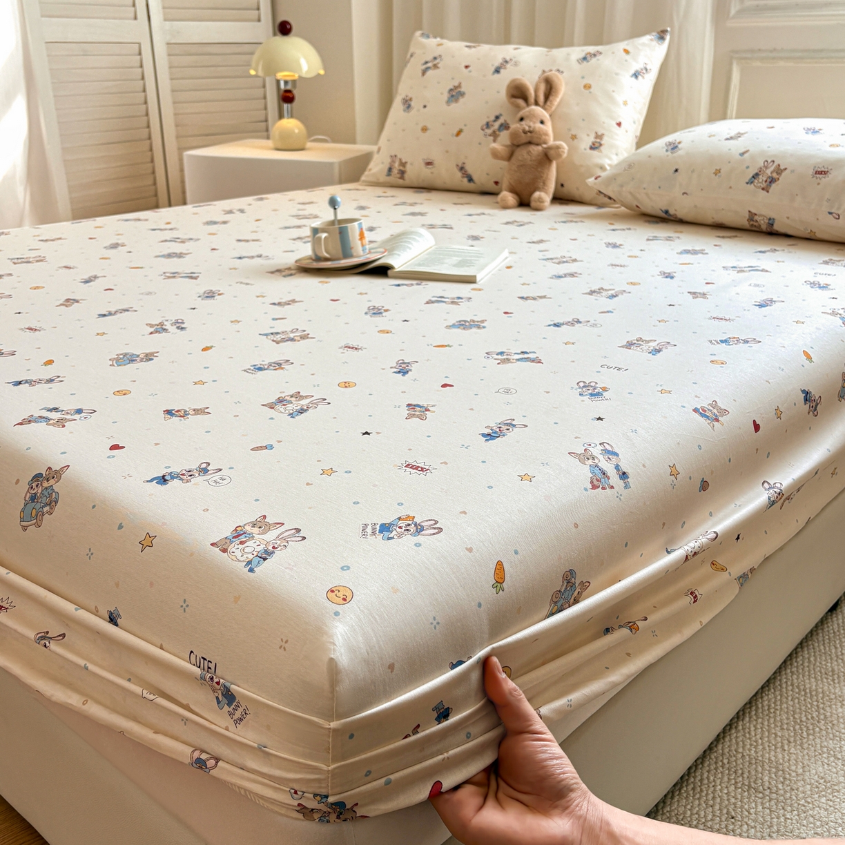 91家纺网 家纺一手货源 找家纺 居眠 2026新款全棉单层印花单床笠 疯狂小CP