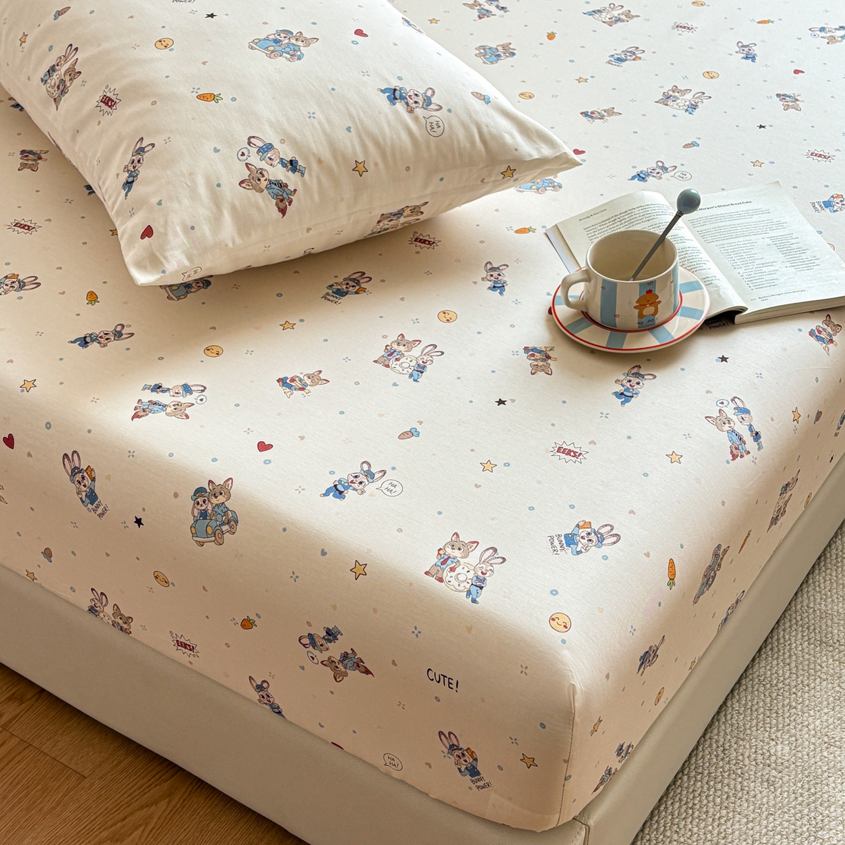 91家纺网 家纺一手货源 找家纺 居眠 2026新款全棉单层印花单床笠 疯狂小CP