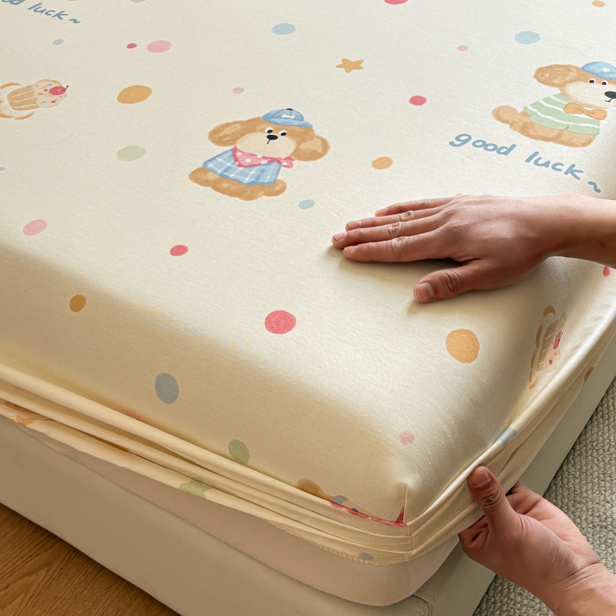 91家纺网 家纺一手货源 找家纺 居眠 2026新款全棉单层印花单床笠 童梦乐园