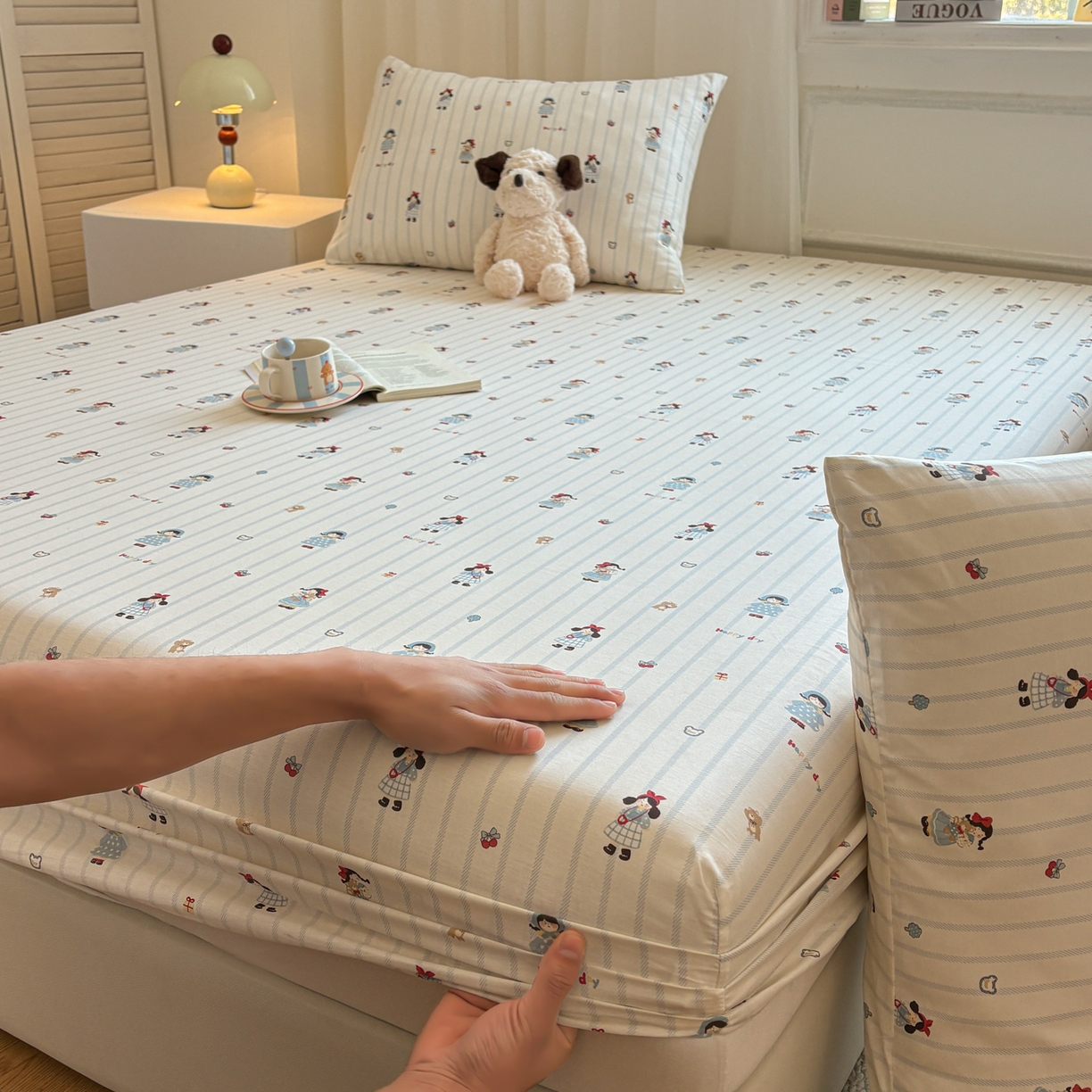 91家纺网 家纺一手货源 找家纺 居眠 2026新款全棉单层印花单床笠 少女日记