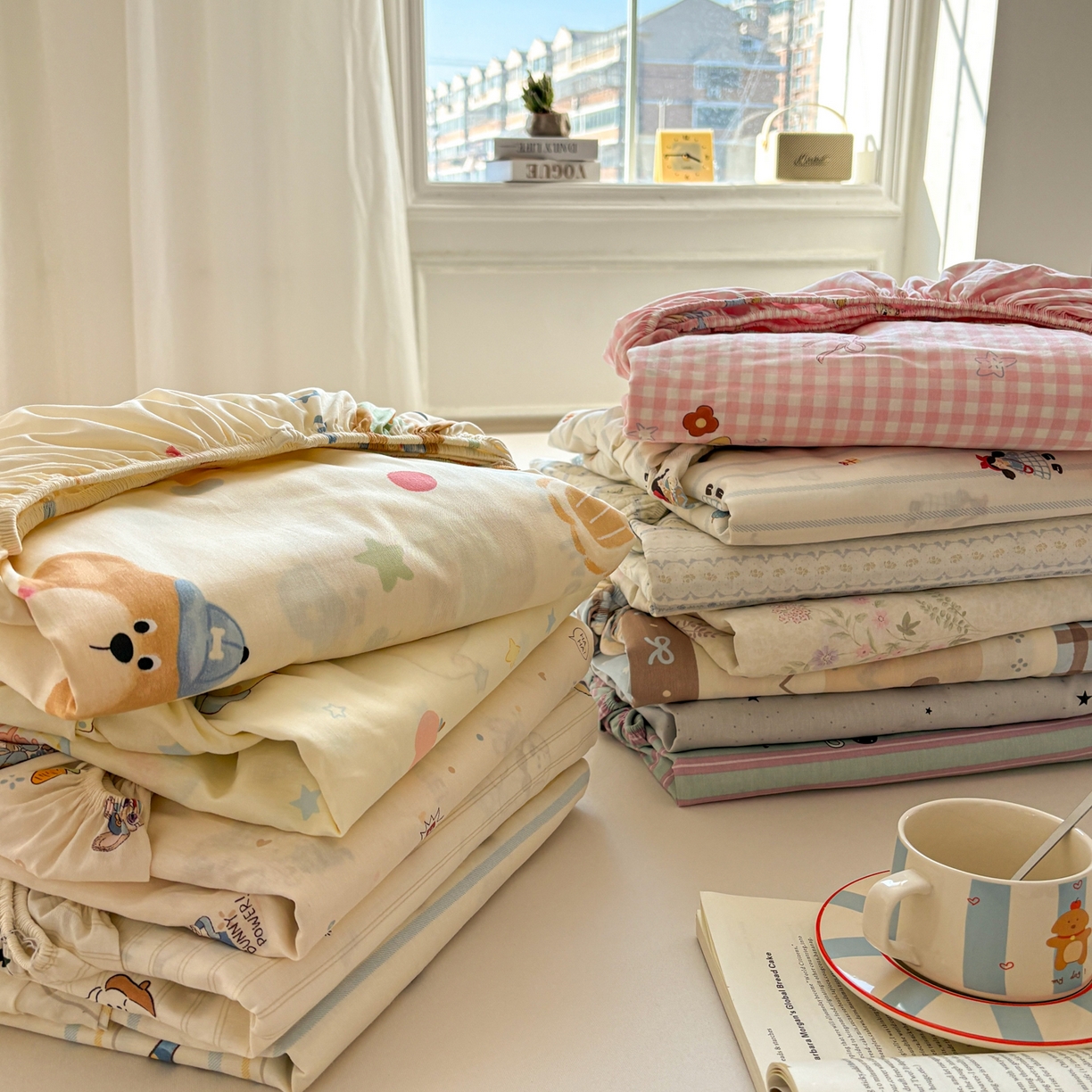 91家纺网 家纺一手货源 找家纺 居眠 2026新款全棉单层印花单床笠 组合叠拍