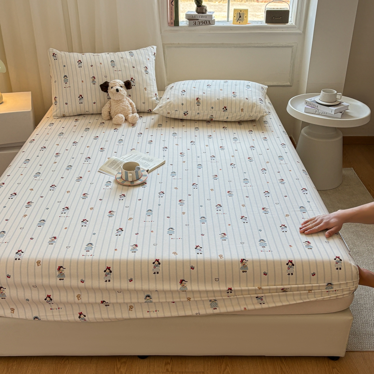 91家纺网 家纺一手货源 找家纺 居眠 2026新款全棉单层印花单床笠 少女日记