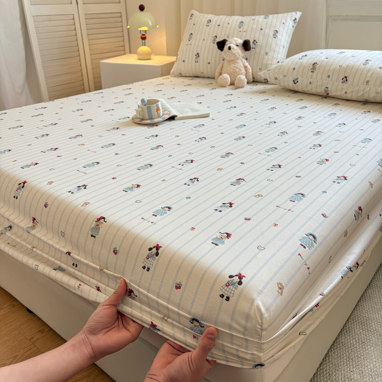 91家纺网 家纺一手货源 找家纺 居眠 2026新款全棉单层印花单床笠 少女日记