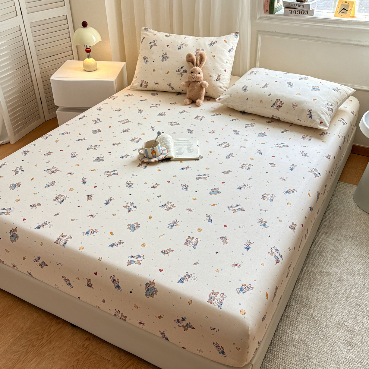 91家纺网 家纺一手货源 找家纺 居眠 2026新款全棉单层印花单床笠 疯狂小CP