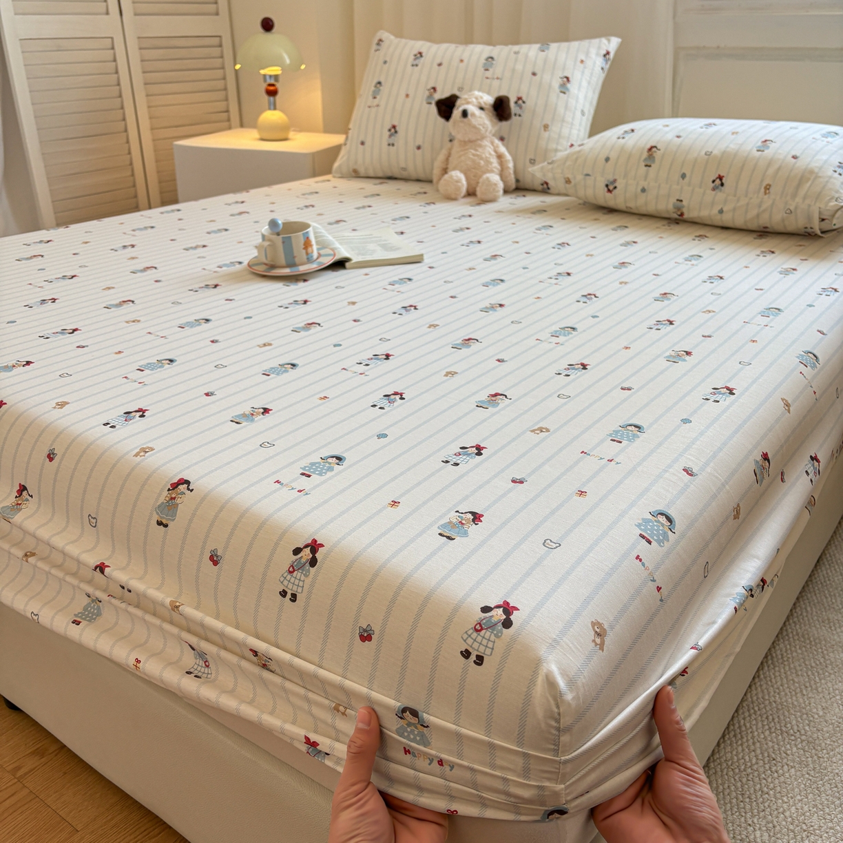 91家纺网 家纺一手货源 找家纺 居眠 2026新款全棉单层印花单床笠 少女日记