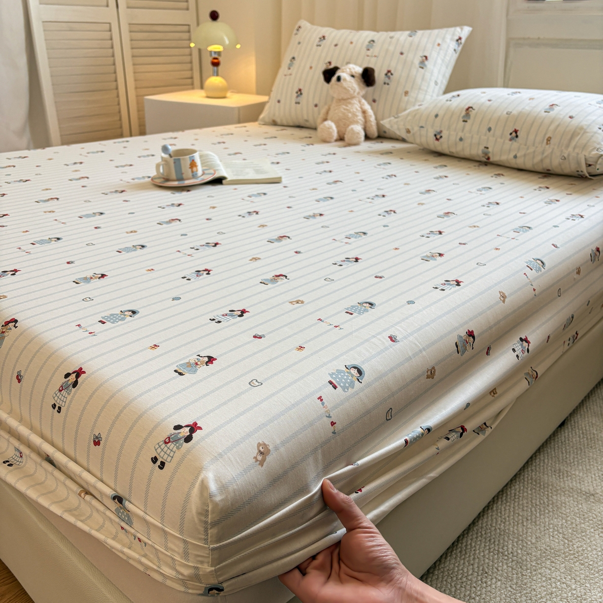 91家纺网 家纺一手货源 找家纺 居眠 2026新款全棉单层印花单床笠 少女日记