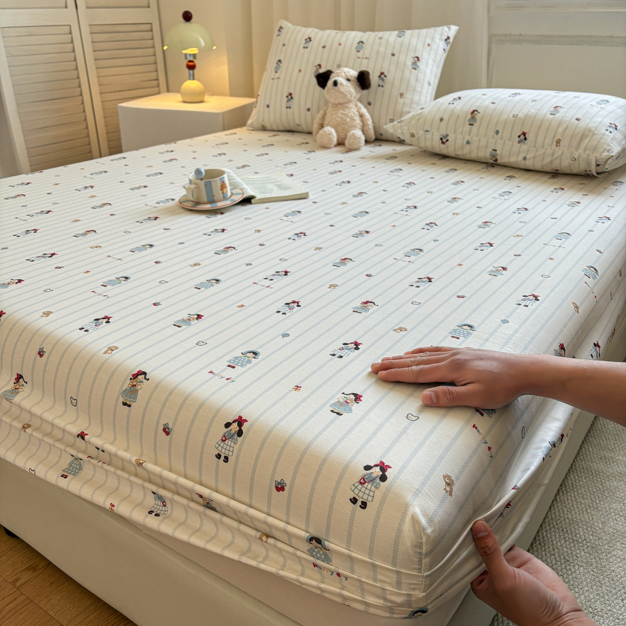 91家纺网 家纺一手货源 找家纺 居眠 2026新款全棉单层印花单床笠 少女日记