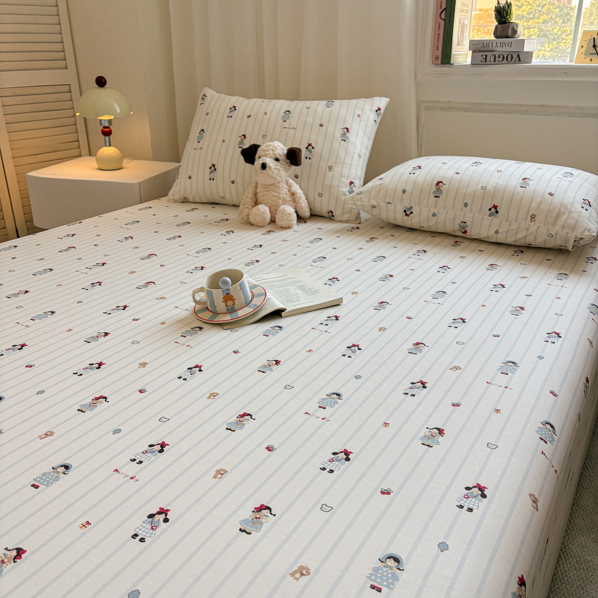 91家纺网 家纺一手货源 找家纺 居眠 2026新款全棉单层印花单床笠 少女日记