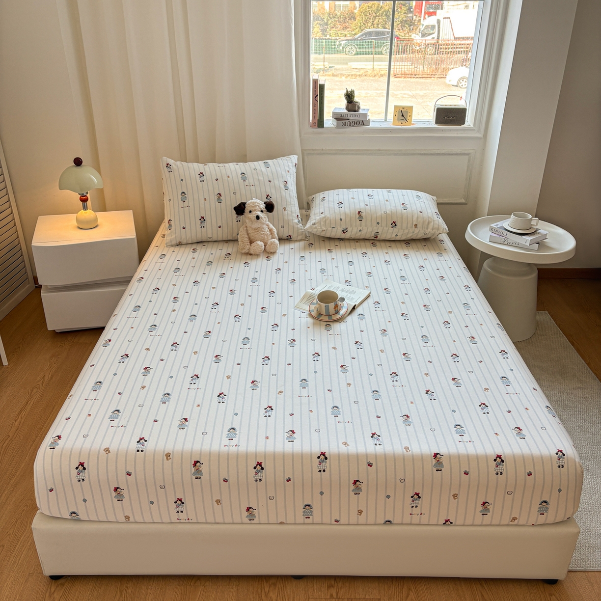 居眠 2026新款全棉单层印花单床笠 少女日记