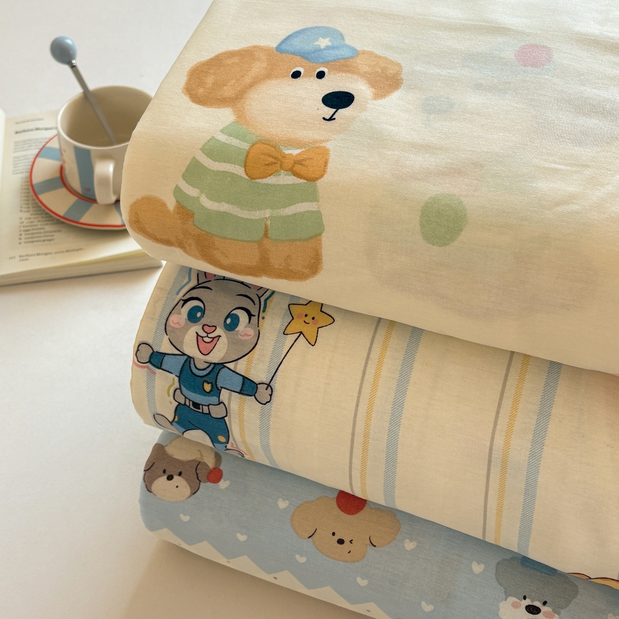 91家纺网 家纺一手货源 找家纺 居眠 2026新款全棉单层印花单床笠 组合叠拍