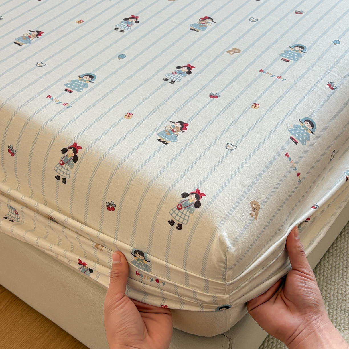 91家纺网 家纺一手货源 找家纺 居眠 2026新款全棉单层印花单床笠 少女日记