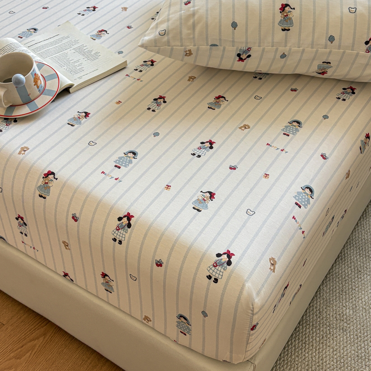 91家纺网 家纺一手货源 找家纺 居眠 2026新款全棉单层印花单床笠 少女日记