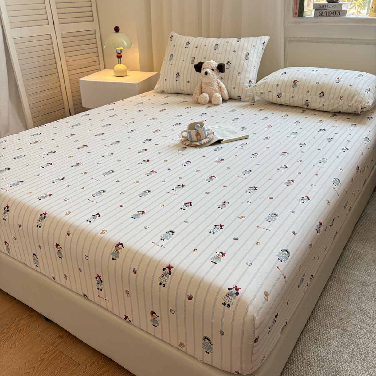 91家纺网 家纺一手货源 找家纺 居眠 2026新款全棉单层印花单床笠 少女日记