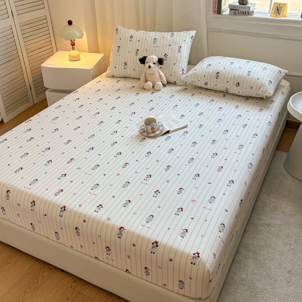 91家纺网 家纺一手货源 找家纺 居眠 2026新款全棉单层印花单床笠 少女日记