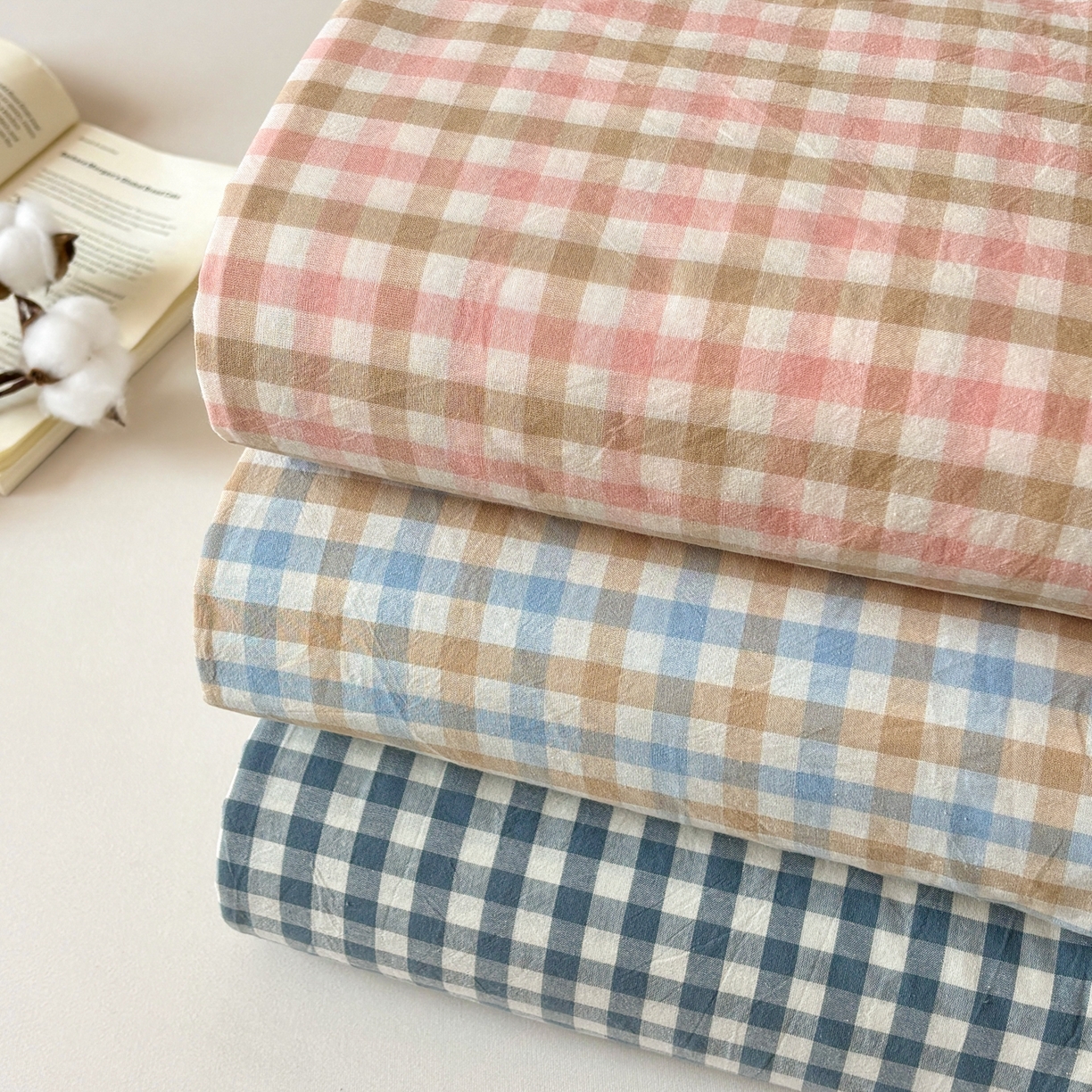 91家纺网 家纺一手货源 找家纺 （总）居眠 2026新款单层色织水洗格子全棉床笠