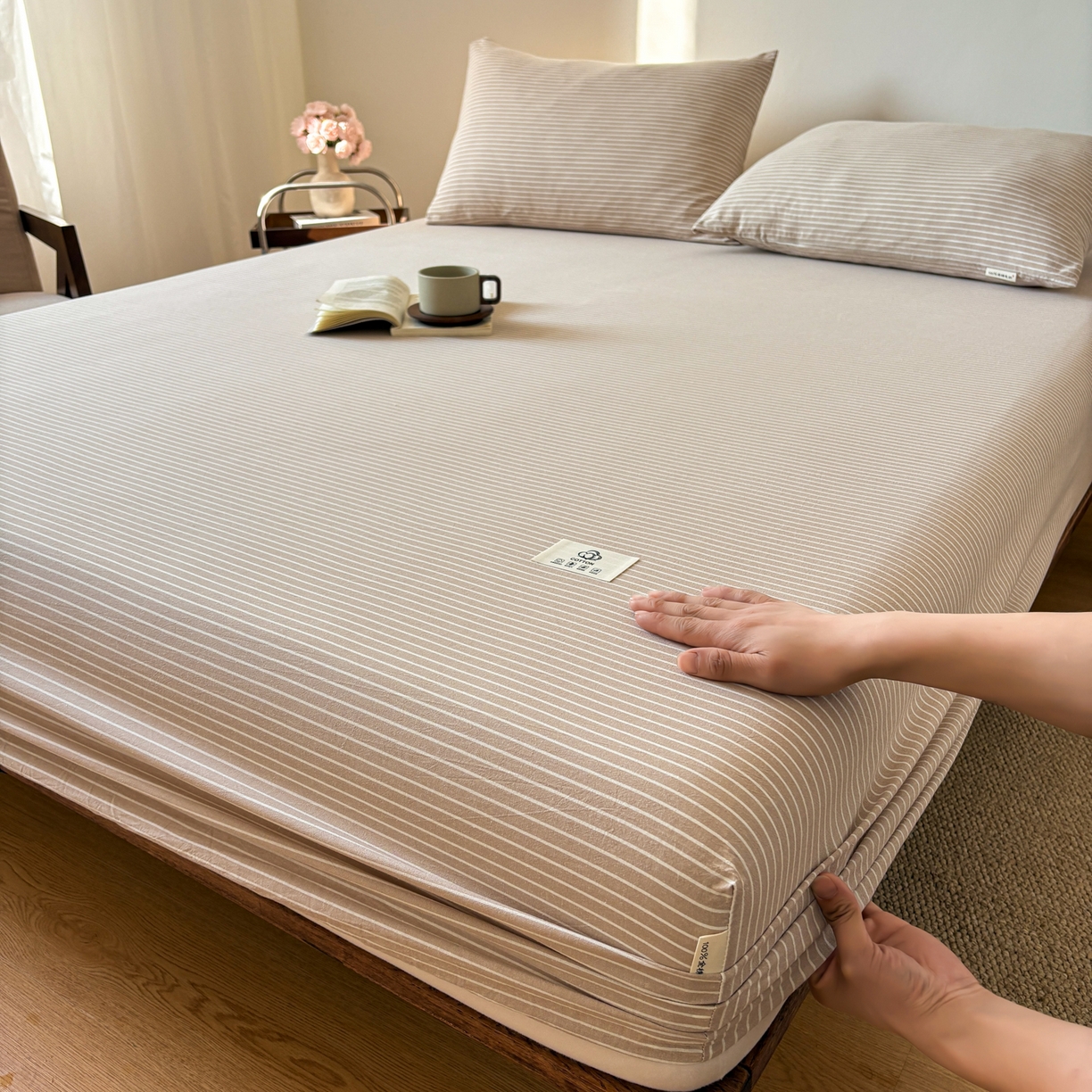 91家纺网 家纺一手货源 找家纺 （总）居眠 2026新款单层色织水洗格子全棉床笠