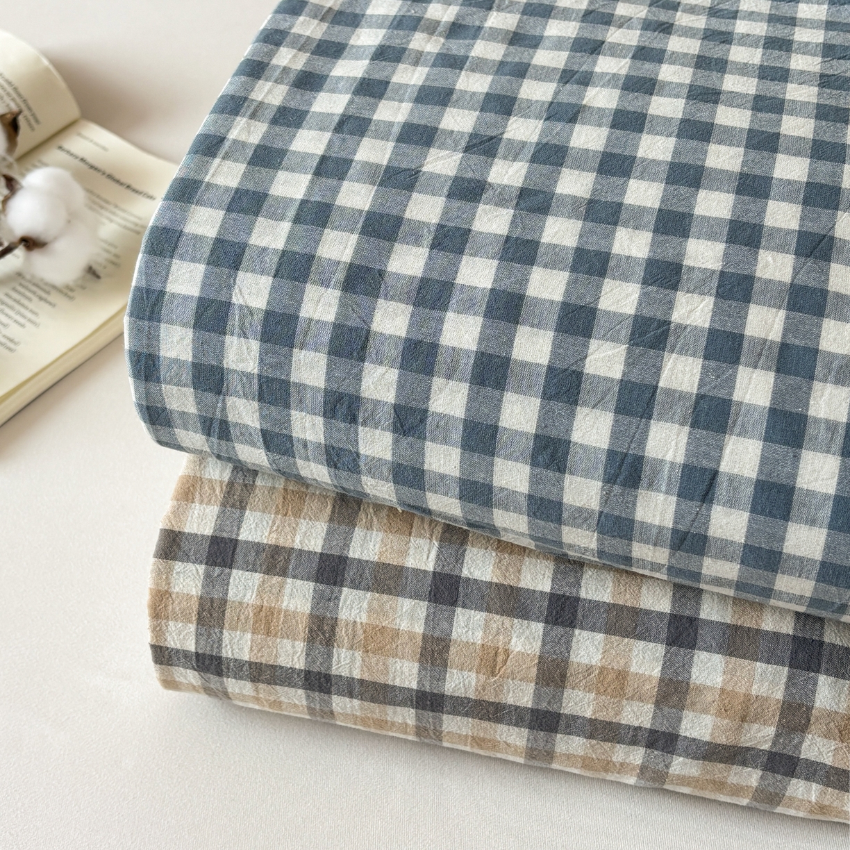 91家纺网 家纺一手货源 找家纺 （总）居眠 2026新款单层色织水洗格子全棉床笠