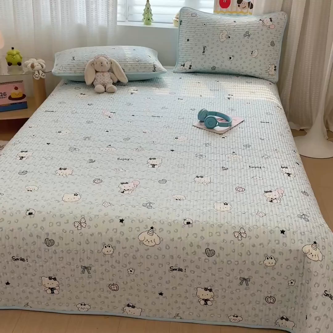 91家纺网 家纺一手货源 找家纺 （总）雅萱家纺 2026新款森系全棉夹棉印花床盖