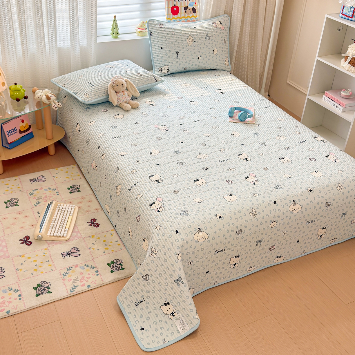 91家纺网 家纺一手货源 找家纺 （总）雅萱家纺 2026新款森系全棉夹棉印花床盖