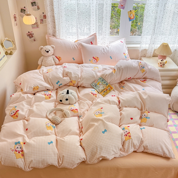 91家纺网 家纺一手货源 找家纺 （总）梦舒阳家纺 新款古法水洗棉仿棉云感泡泡四件套