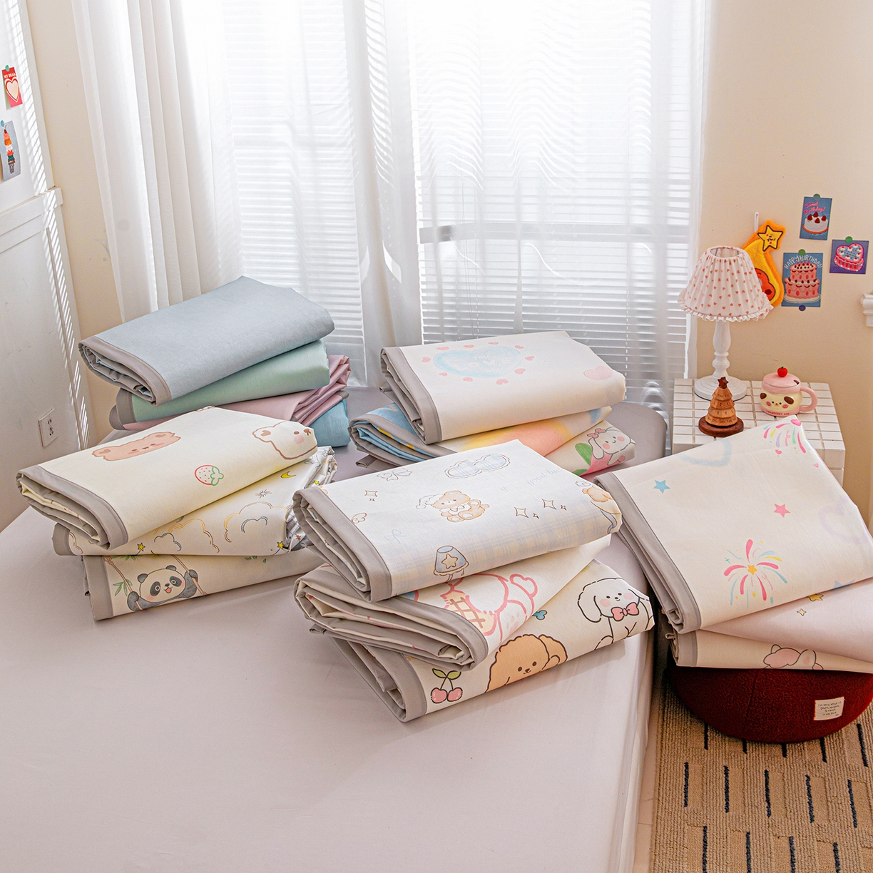 91家纺网 家纺一手货源 找家纺 富馨莱 2026新款冰丝凉席平铺款支持一件定制定做 组合图仅供展示不可下单