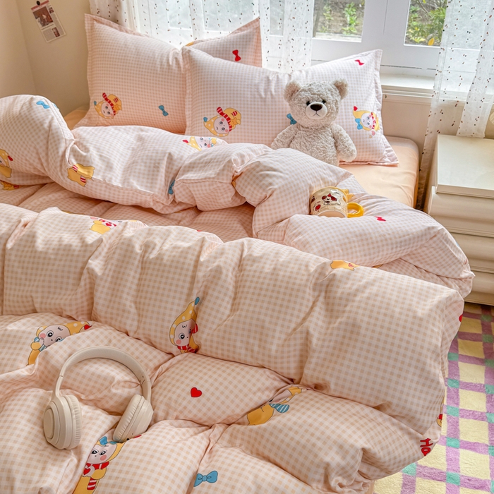 91家纺网 家纺一手货源 找家纺 梦舒阳家纺 新款古法水洗棉仿棉云感泡泡四件套 幸运星