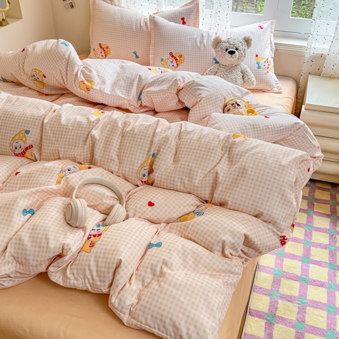 91家纺网 家纺一手货源 找家纺 梦舒阳家纺 新款古法水洗棉仿棉云感泡泡四件套 幸运星