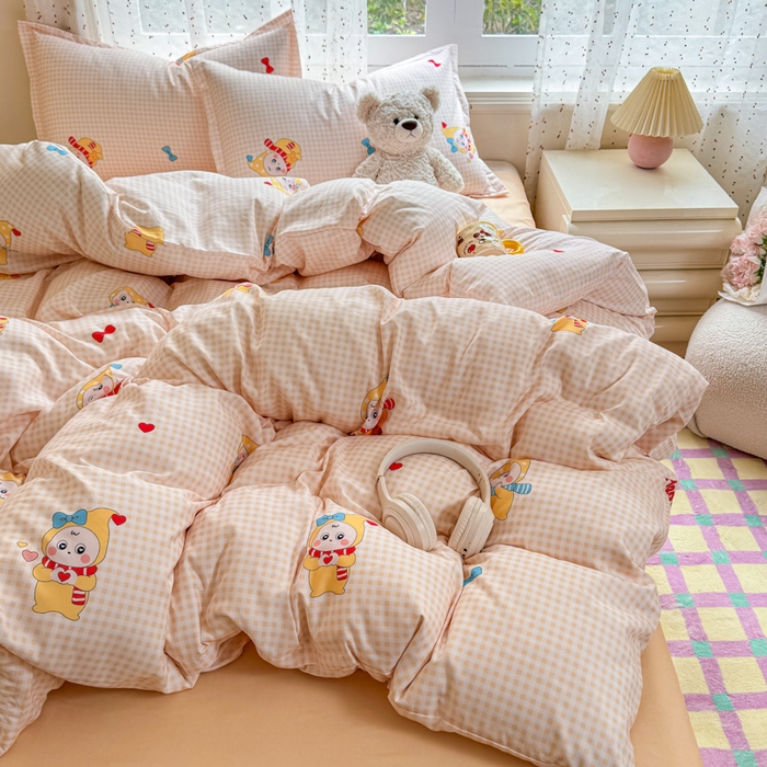 91家纺网 家纺一手货源 找家纺 梦舒阳家纺 新款古法水洗棉仿棉云感泡泡四件套 幸运星