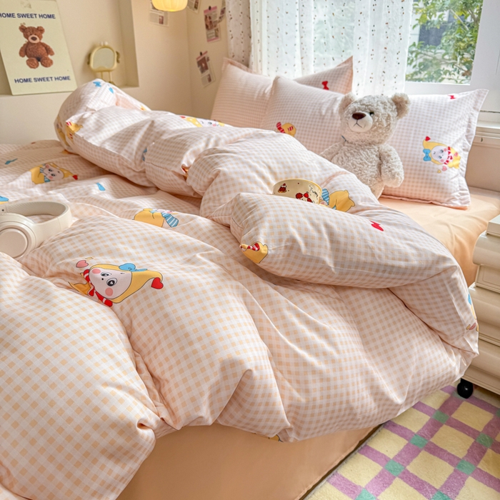 91家纺网 家纺一手货源 找家纺 梦舒阳家纺 新款古法水洗棉仿棉云感泡泡四件套 幸运星