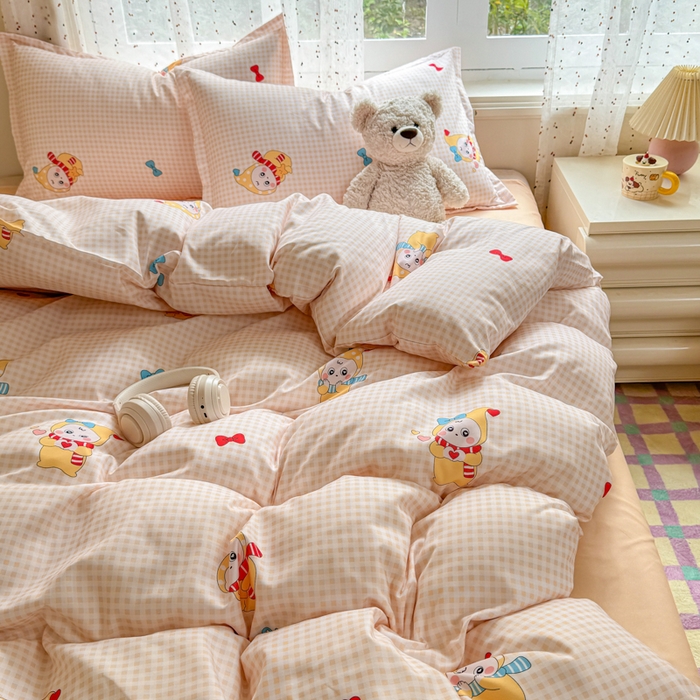 91家纺网 家纺一手货源 找家纺 梦舒阳家纺 新款古法水洗棉仿棉云感泡泡四件套 幸运星