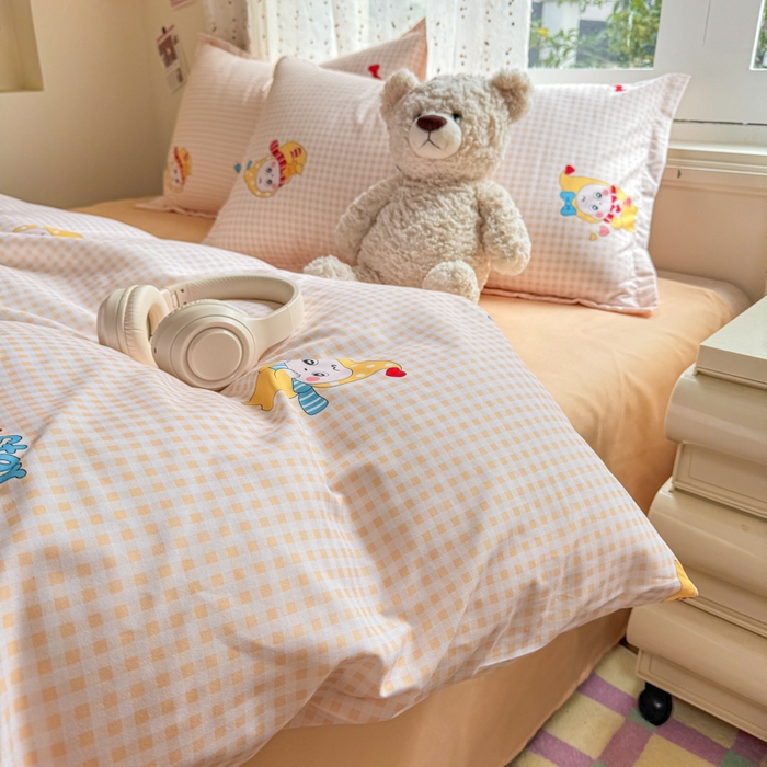 91家纺网 家纺一手货源 找家纺 梦舒阳家纺 新款古法水洗棉仿棉云感泡泡四件套 幸运星