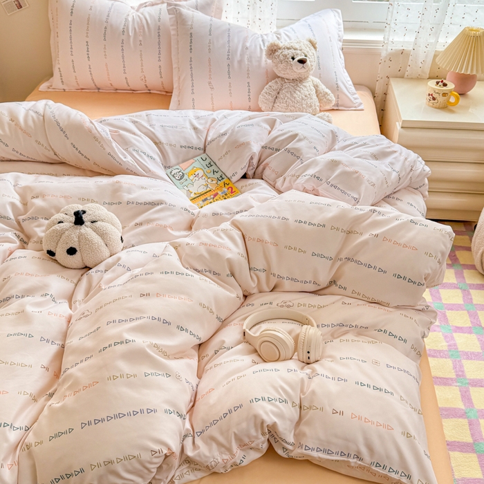 91家纺网 家纺一手货源 找家纺 梦舒阳家纺 新款古法水洗棉仿棉云感泡泡四件套 小字母