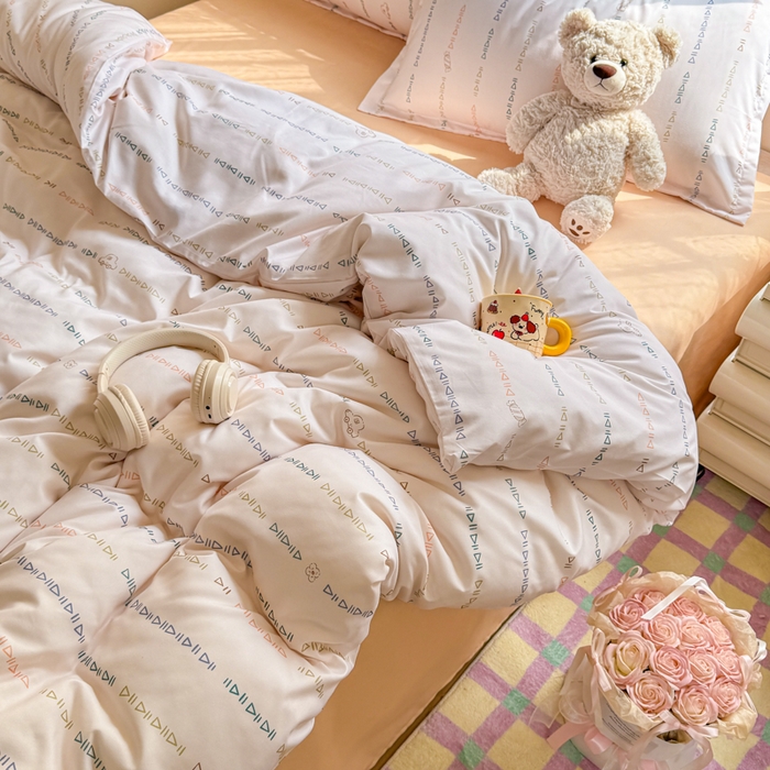 91家纺网 家纺一手货源 找家纺 梦舒阳家纺 新款古法水洗棉仿棉云感泡泡四件套 小字母