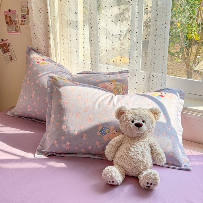 91家纺网 家纺一手货源 找家纺 梦舒阳家纺 新款古法水洗棉仿棉云感泡泡四件套 兔语花时