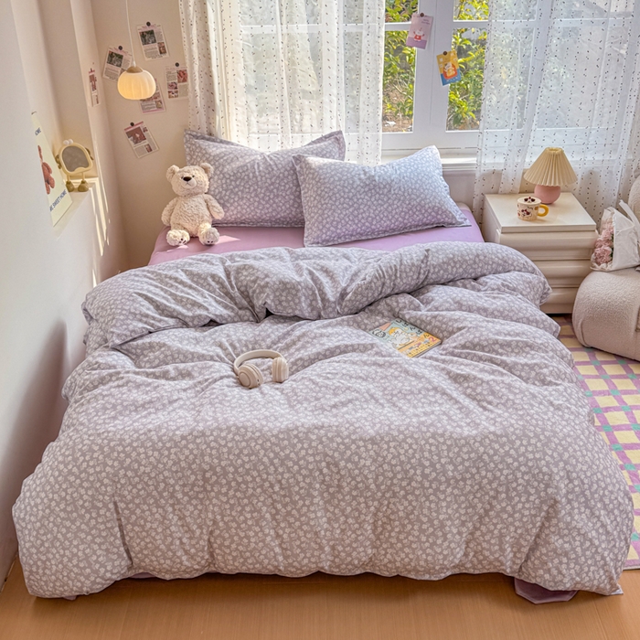 91家纺网 家纺一手货源 找家纺 梦舒阳家纺 新款古法水洗棉仿棉云感泡泡四件套 素影