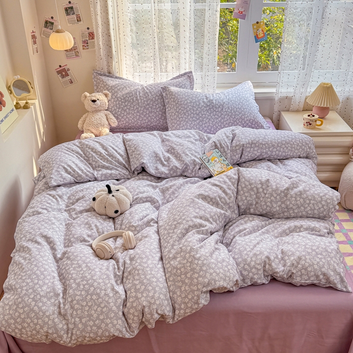 91家纺网 家纺一手货源 找家纺 梦舒阳家纺 新款古法水洗棉仿棉云感泡泡四件套 素影