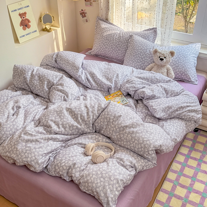 91家纺网 家纺一手货源 找家纺 梦舒阳家纺 新款古法水洗棉仿棉云感泡泡四件套 素影