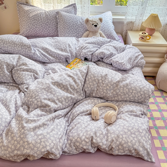 91家纺网 家纺一手货源 找家纺 梦舒阳家纺 新款古法水洗棉仿棉云感泡泡四件套 素影