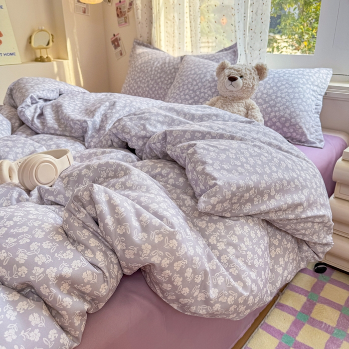 91家纺网 家纺一手货源 找家纺 梦舒阳家纺 新款古法水洗棉仿棉云感泡泡四件套 素影